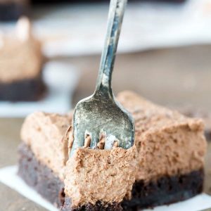 Chocolate Mousse Brownie on a piece of white parchment paper.