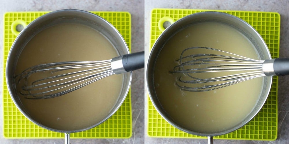 Melted butter in a silver saucepan