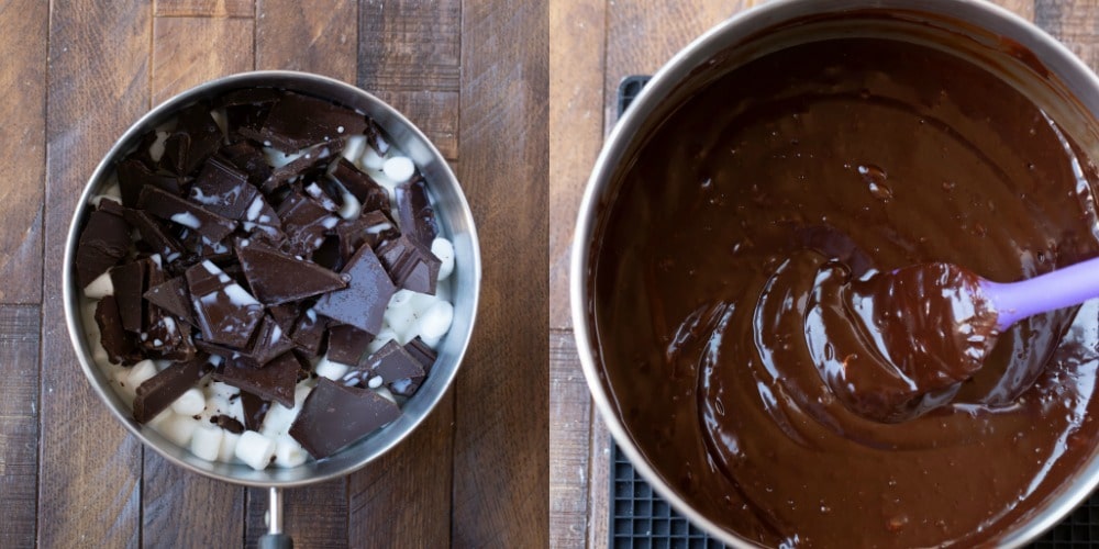 Melted chocolate for chocolate mousse