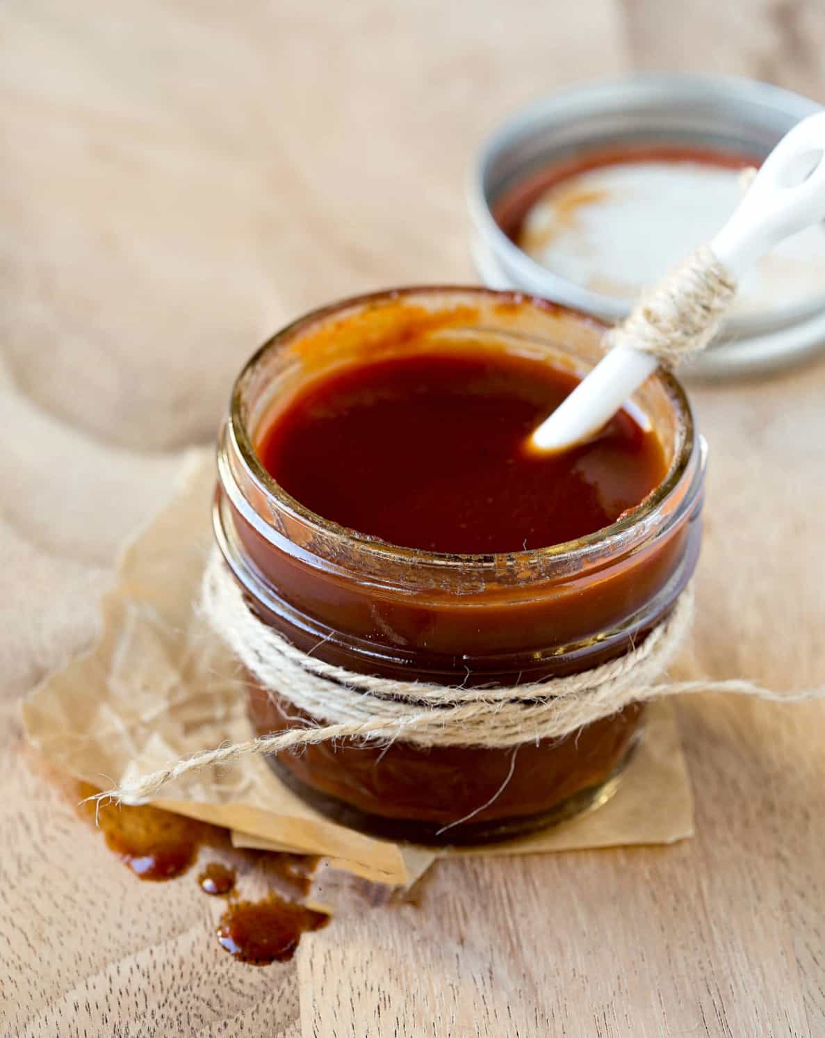 Dr Pepper Barbecue Sauce in a glass jar 