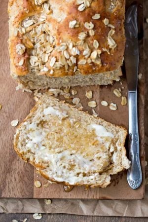 Multigrain Bread on a wooden cutting board.