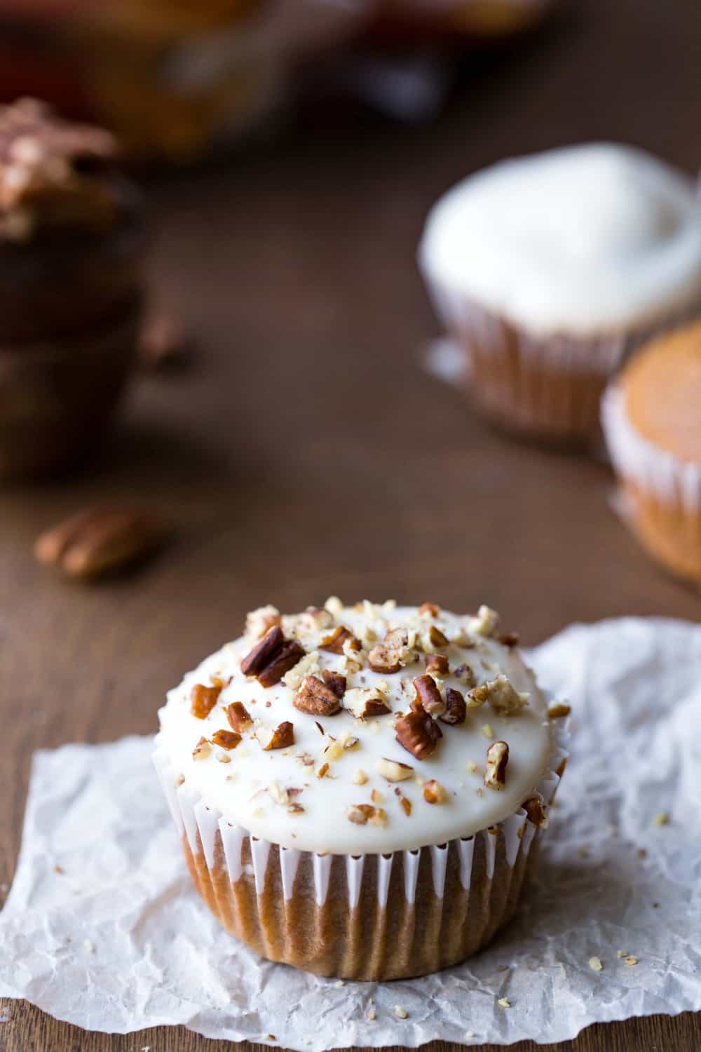 pumpkin spice cupcakes with maple cream cheese frosting