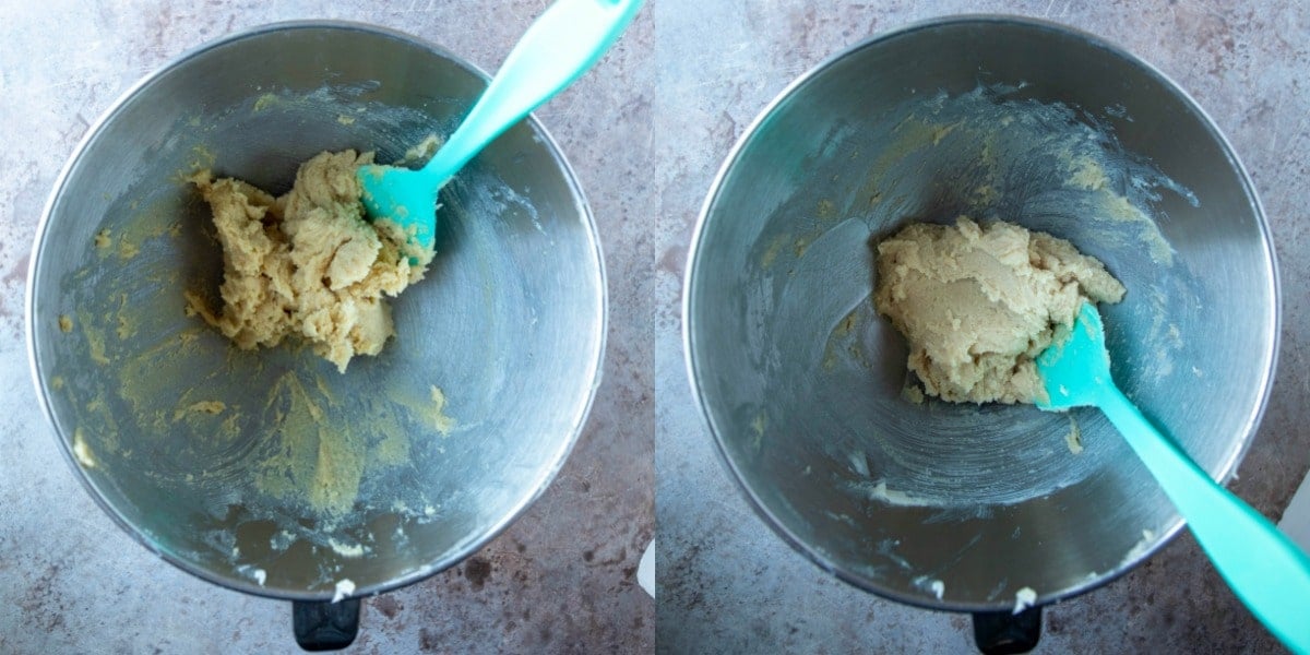 Creamed butter and sugar in a mixing bowl