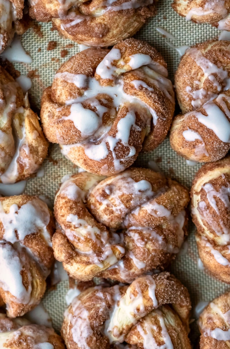 Cinnamon sugar knots drizzled with icing