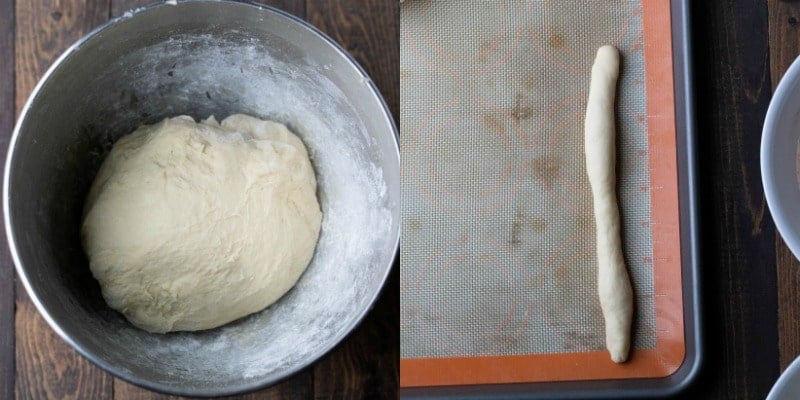 Dough in a silver mixing bowl