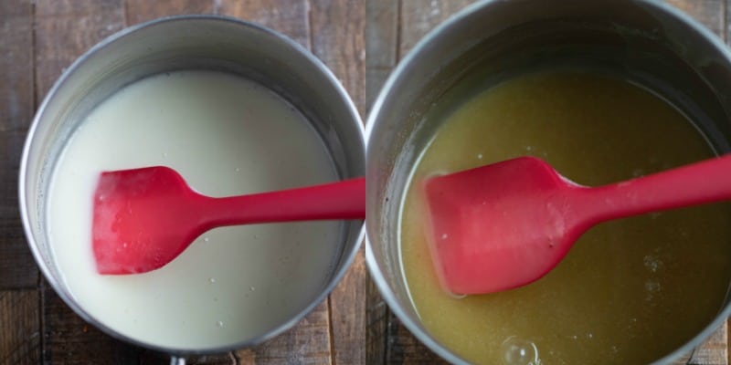 Buttermilk in a pot for buttermilk glaze.