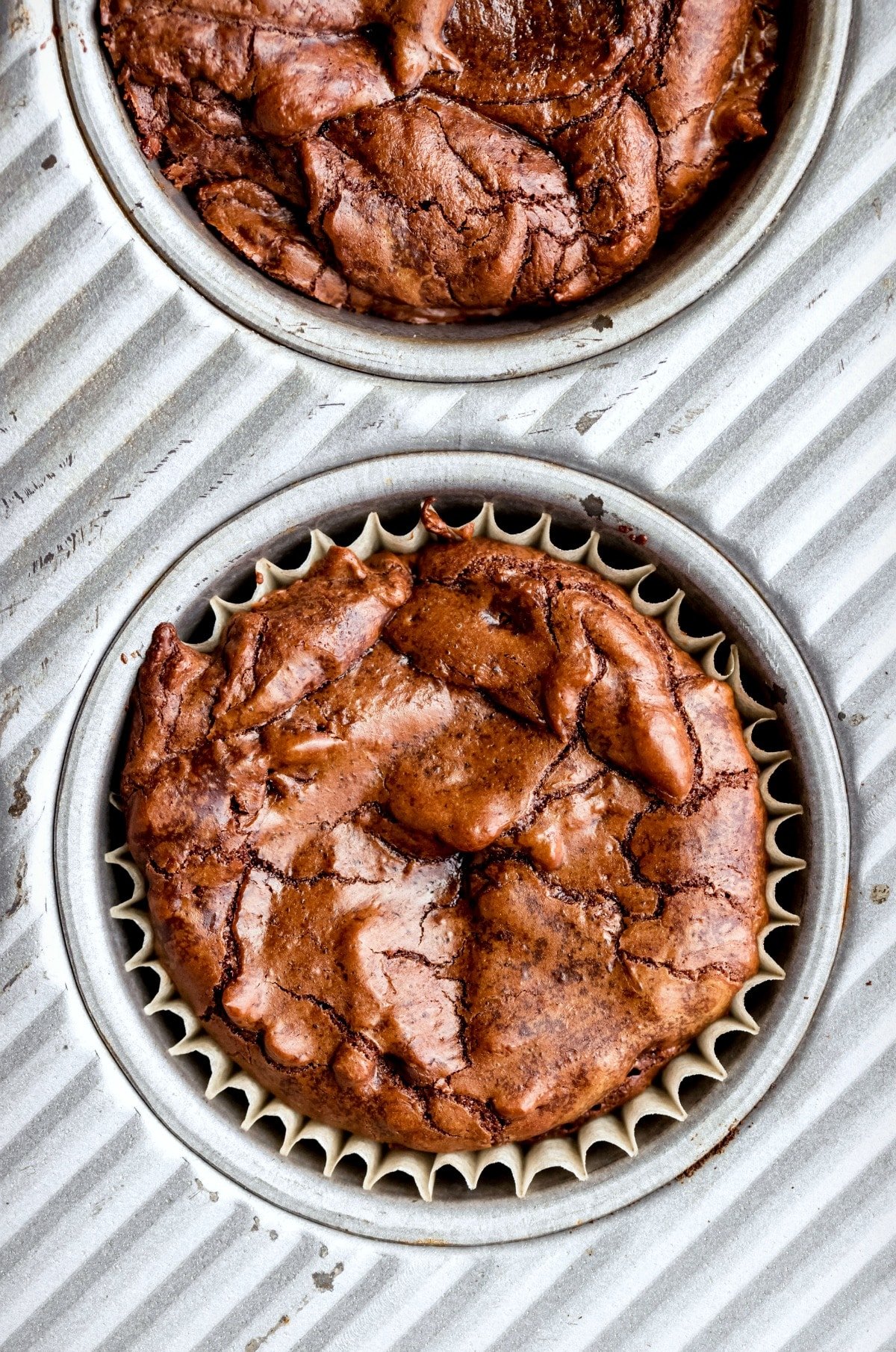Baked brownie bite in a muffin tin