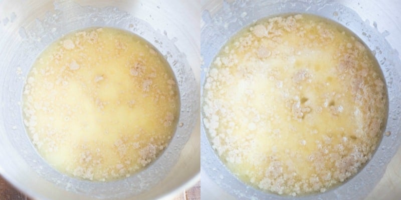 Yeast proofing in a silver mixing bowl