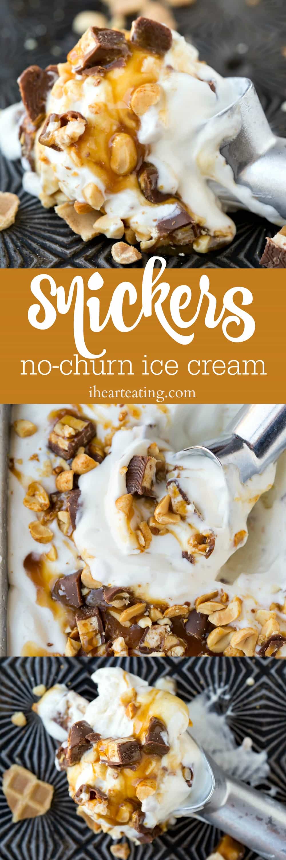 SNICKERS NoChurn Ice Cream Recipe I Heart Eating