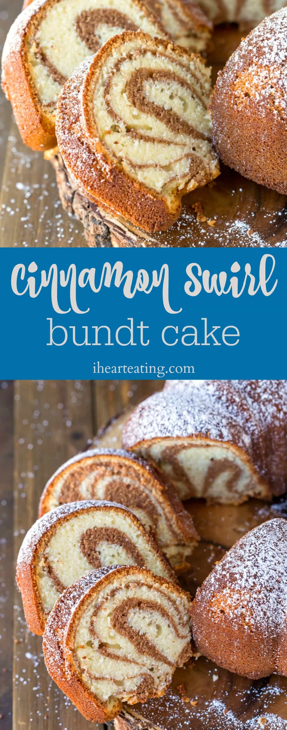 Cinnamon swirl bundt cake has rich cinnamon cake swirled with sweet vanilla cake in this easy homemade marble cake recipe! #bundtcake #recipes