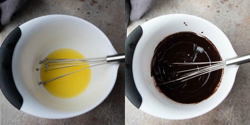 Melted butter in a mixing bowl