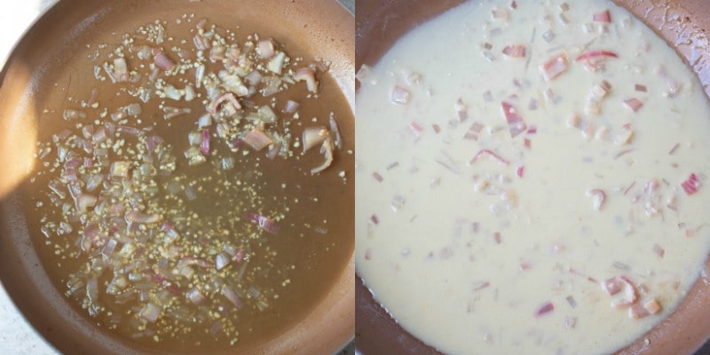 Lemon garlic sauce in a copper skillet