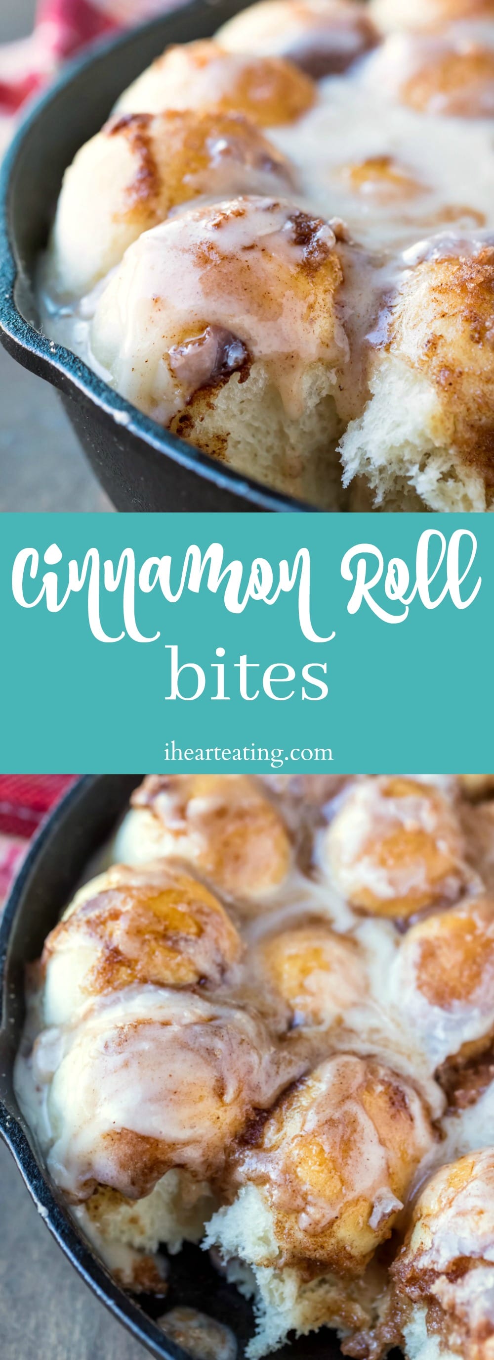 Cinnamon roll bites are made from scratch in just one hour. They taste like the gooey middle of a cinnamon roll!