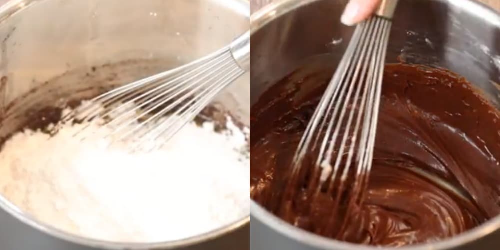 Powdered sugar in a silver saucepan.