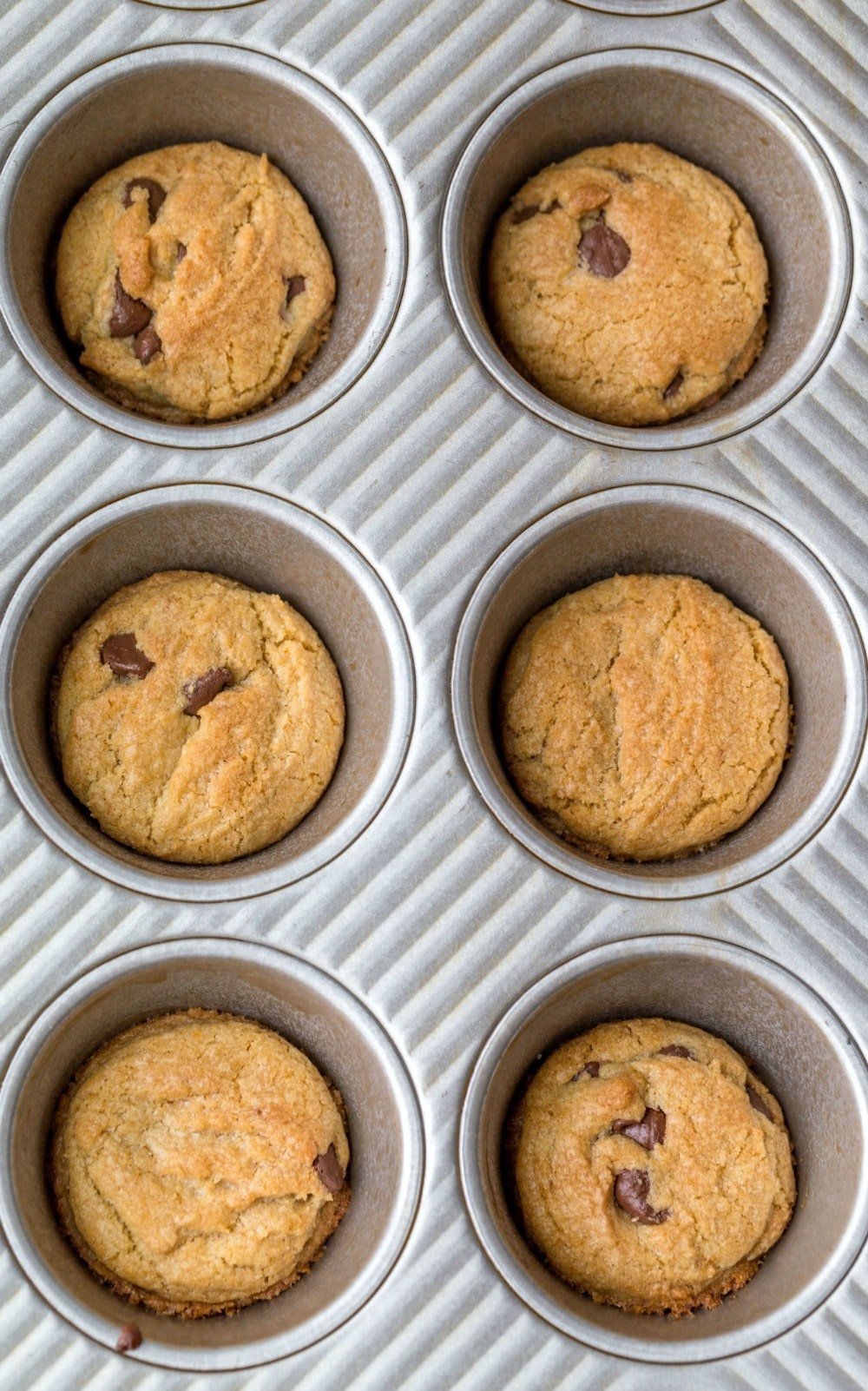 Just baked muffin tin chocolate chip cookies