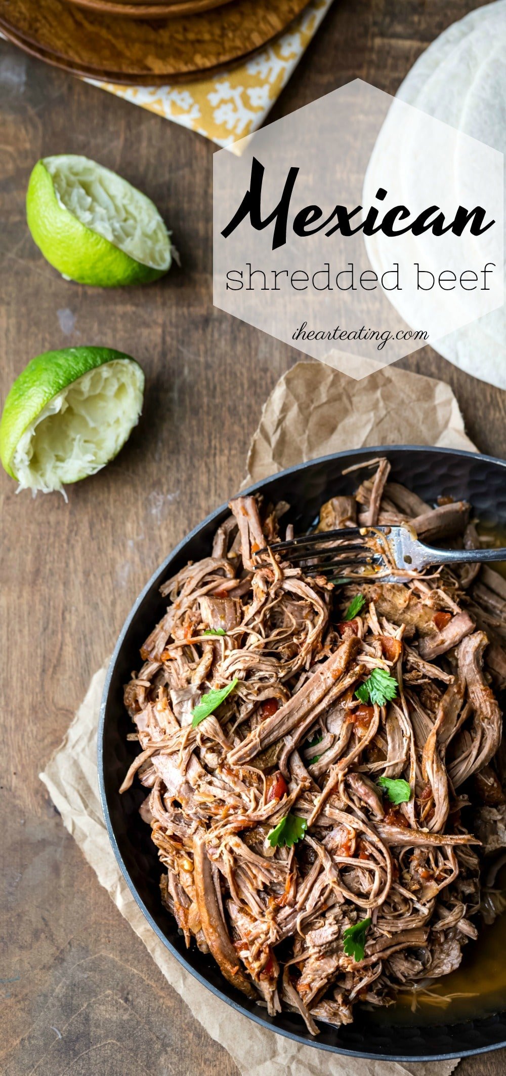 Take Taco Tuesdays up a notch with this tender Mexican Shredded Beef recipe that cooks in the crock pot! The flavorful sauce and juicy meat make a great filling for tacos, burritos, quesadillas, and more!
#tacos #burritos #Mexican #beef #slowcooker #crockpot #authentic #recipe #easy #homemade #CincodeMayo #ihearteating
