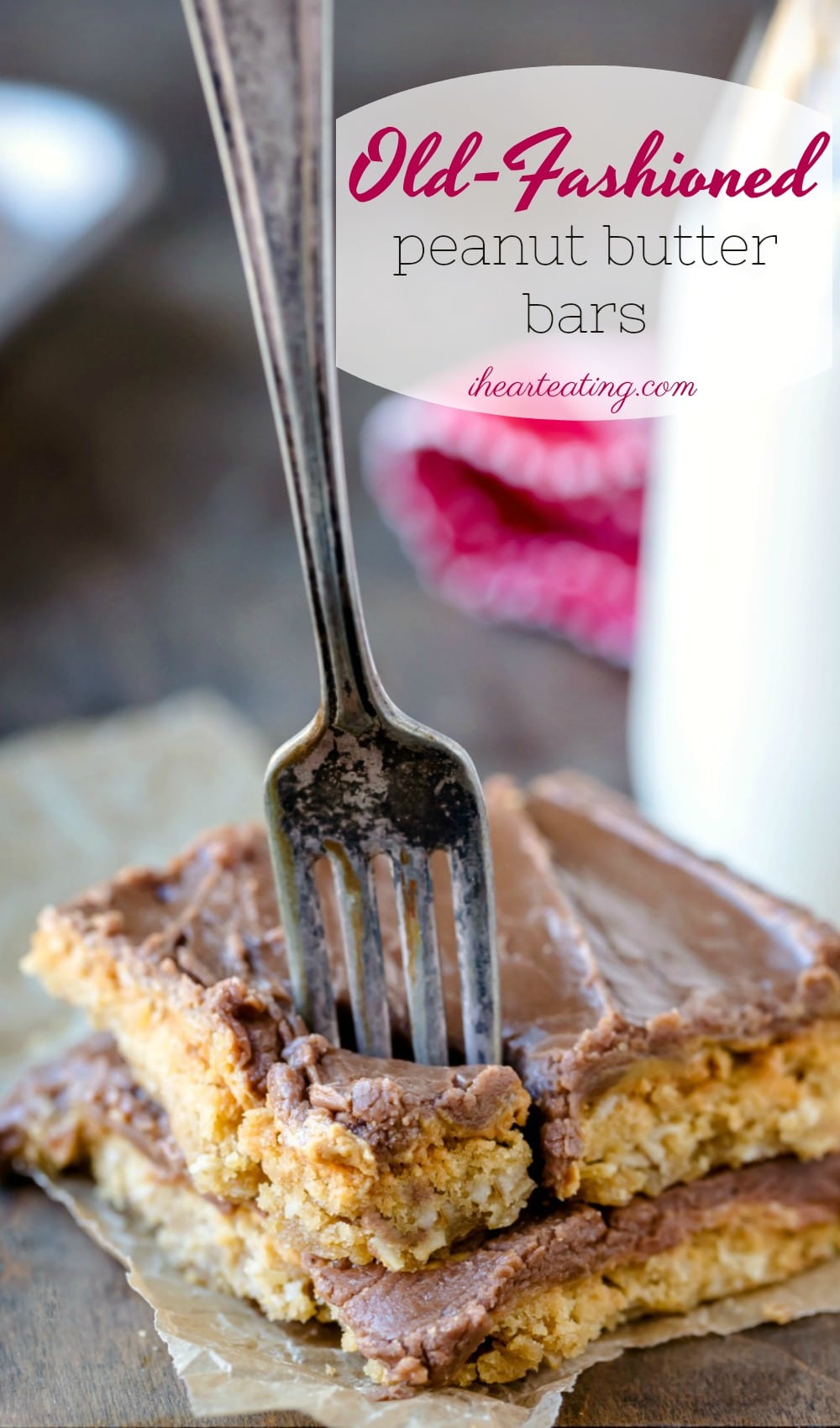 Vintage peanut butter bars recipe! These baked chocolate peanut butter bars are made with oatmeal and are the old-fashioned lunch lady original.
#peanutbutter #chocolate #bars #oatmeal #lunchlady #recipe #dessert
