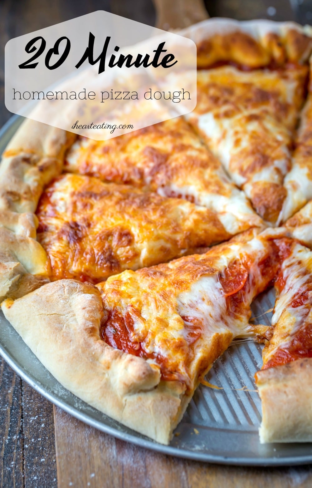 Easy homemade pizza dough that's made from scratch and is ready in just 20 minutes! This simple 5-ingredient dough can be used to make pizzas, breadsticks, and more!
#pizza #pizzadough #homemade #recipe #scratch #easy #fast #ihearteating