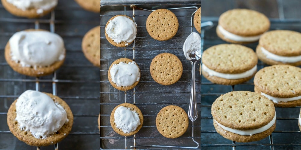 Marshmallow on whole wheat crackers