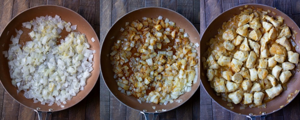 Onions, spices, and chicken for easy chicken tikka masala