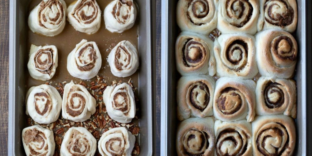 Sticky bun roll dough in a pan