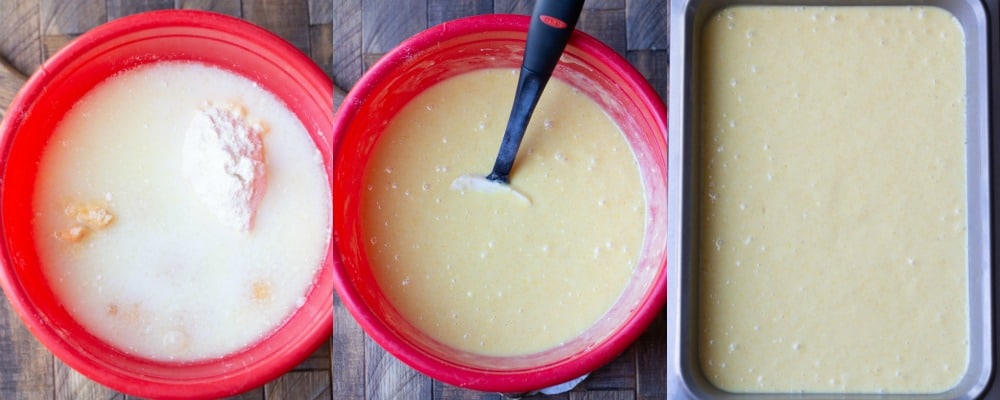 Pâte à pain de maïs sucrée dans un bol rouge