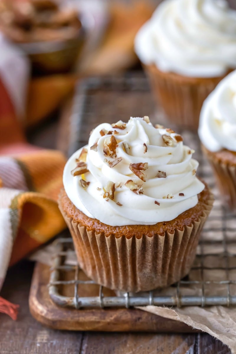 Apple spice cake cupcake with cream cheese frosting