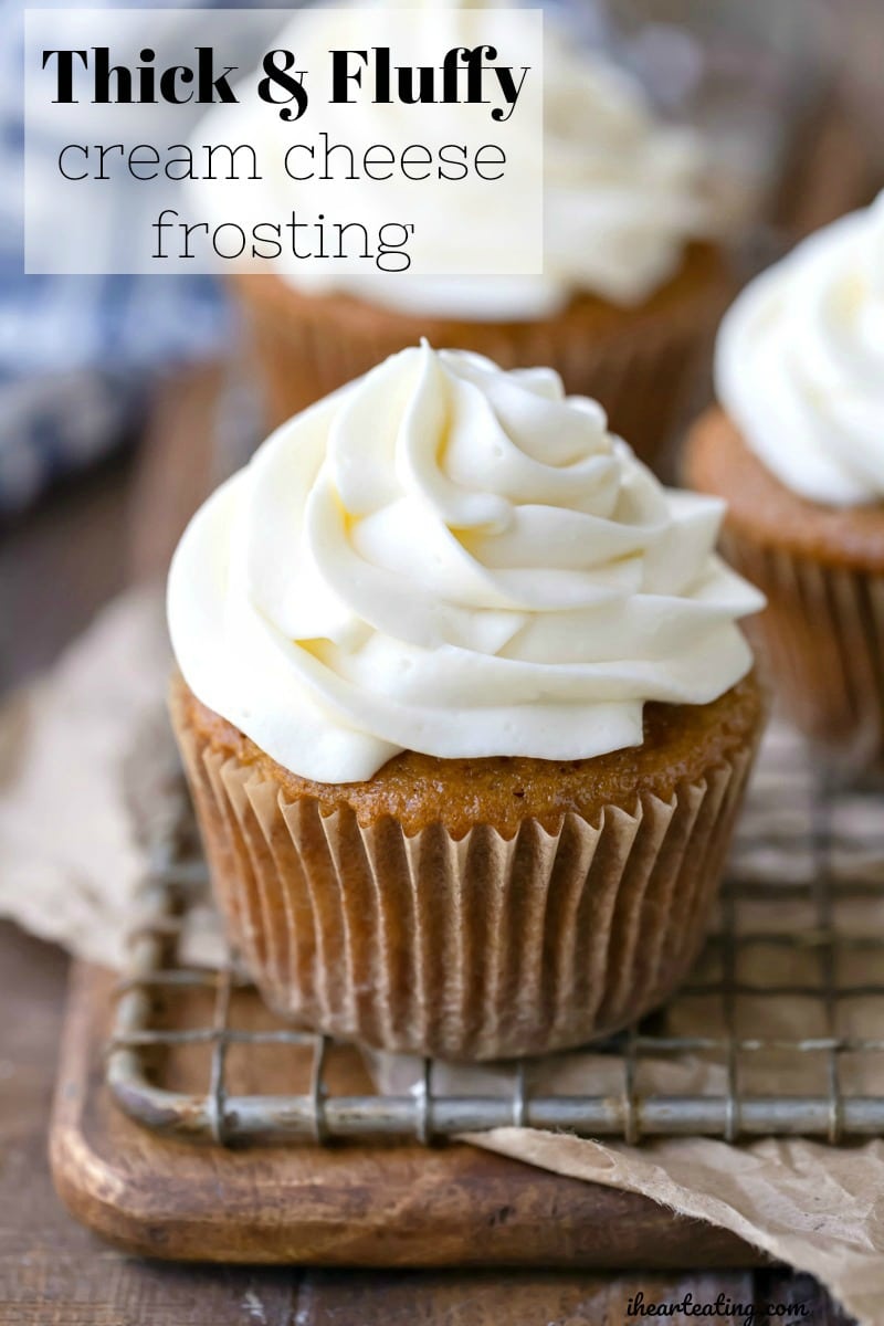Thick and flufffy cream cheese frosting that is pipeable.
#creamcheese #frosting #best #easy #recipe #ihearteating