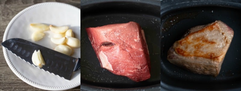 Crock pot roast in a slow cooker insert