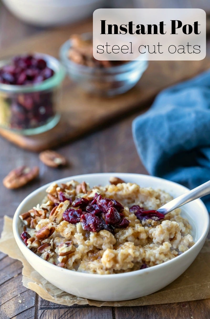 Instant Pot Steel Cut Oats are the easiest way to make steel cut oatmeal for breakfast! #steelcutoats #oatmeal #breakfast #healthy #recipe #InstantPot #pressurecooker #ihearteating