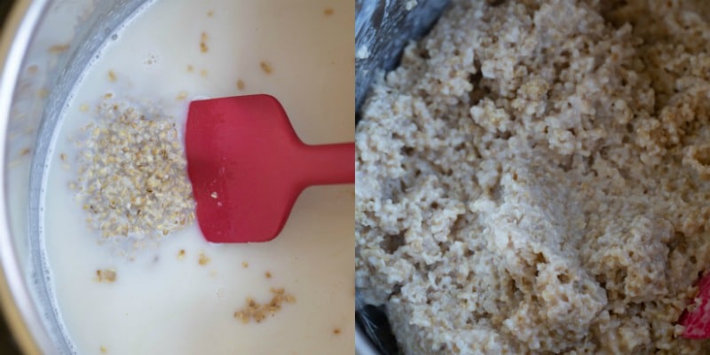 steel cut oats and milk and water in an Instant Pot