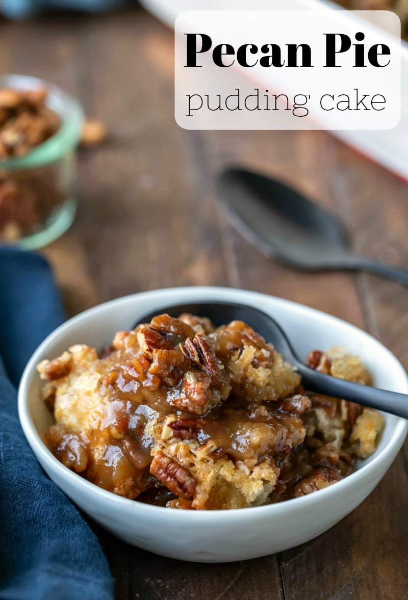 Pecan Pie Pudding Cake makes its own layer of pecan pie pudding as it bakes! Yummy Thanksgiving dessert that isn't pie.
#pecanpie #Thanksgiving #cake #puddingcake #dessert #recipe #ihearteating