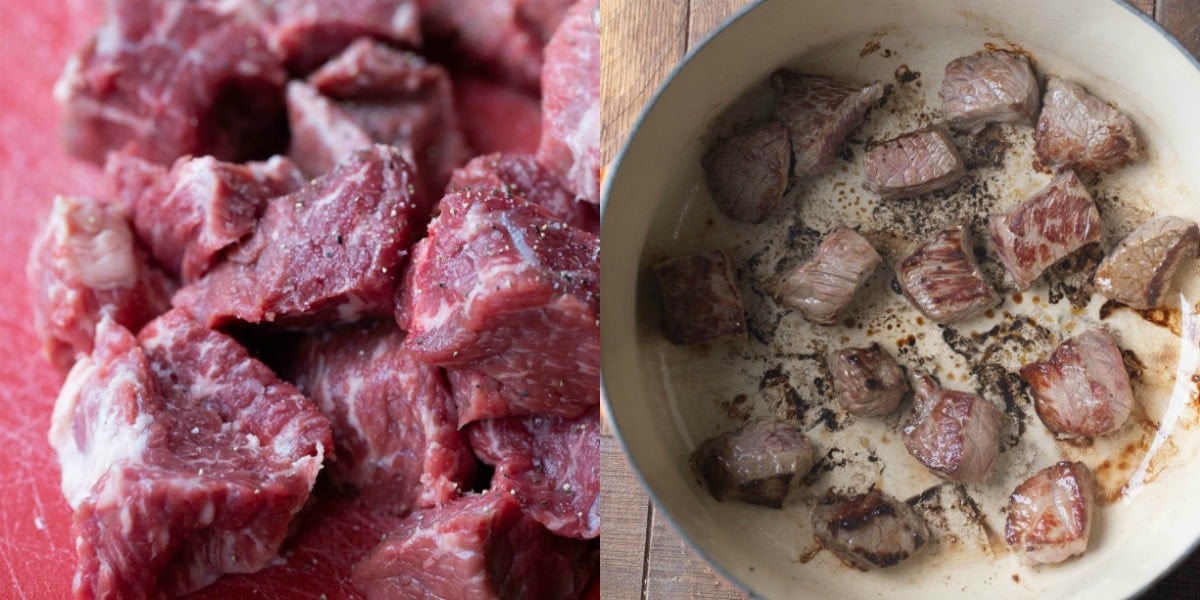 Pieces of raw meat on a cutting board