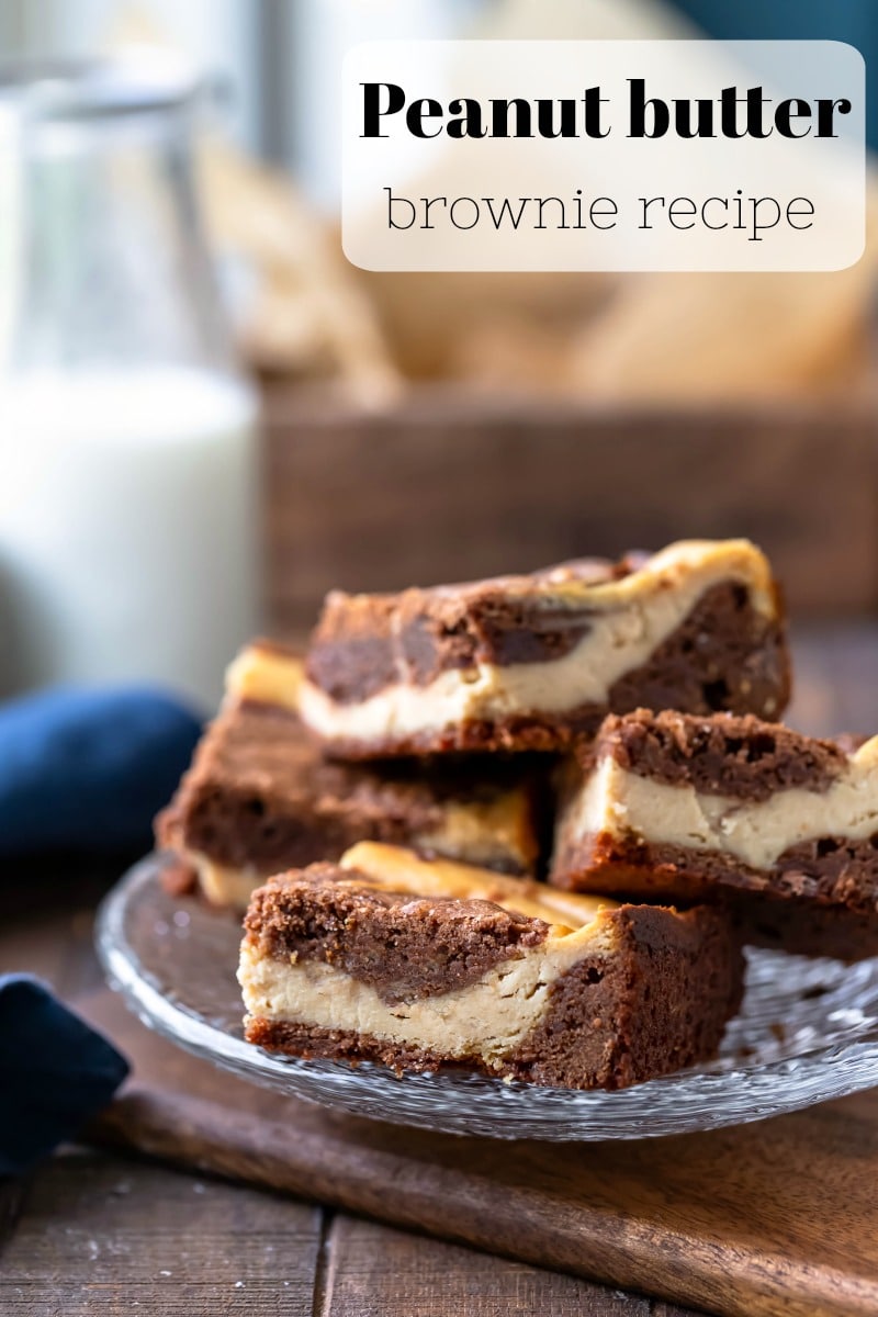 Peanut butter brownies are chocolate brownies with peanut butter cheesecake swirl! #brownies #chocolate #peanutbutter #recipe #homemade #dessert