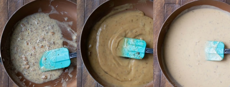 sauce for Swedish meatballs in a copper skillet