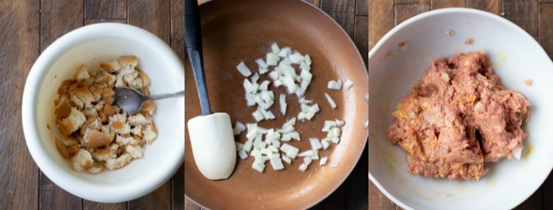 meat and onion mixture for Swedish meatballs