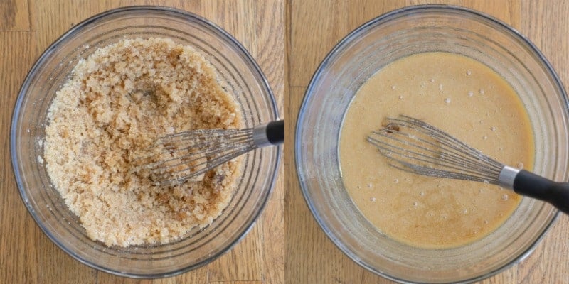 Chocolate fudge cake ingredients in a glass bowl