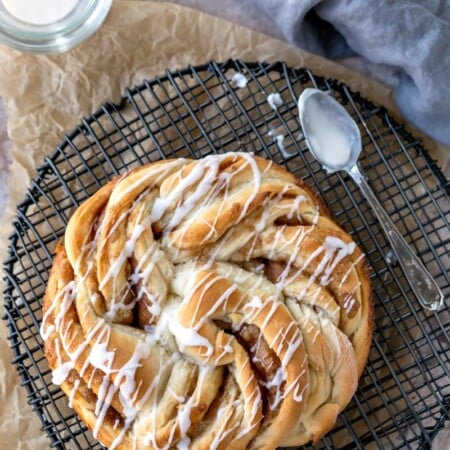 Cinnamon twist on a black metal cooling rack