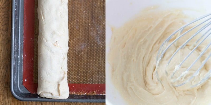 Cinnamon roll dough rolled up