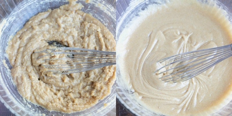 Brown sugar and butter in a glass bowl for cowboy cookies