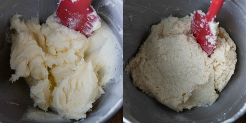 Butter and sugar in a mixing bowl