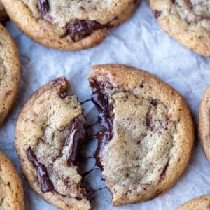 A Mexican chocolate chip cookie broken in half.