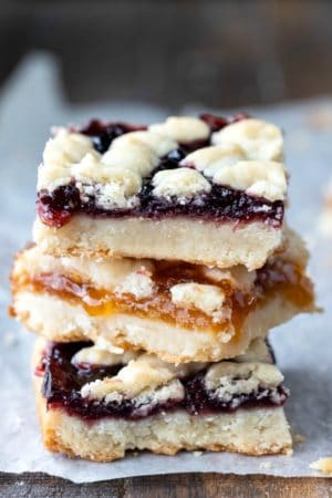 Three jam bars stacked on top of each other