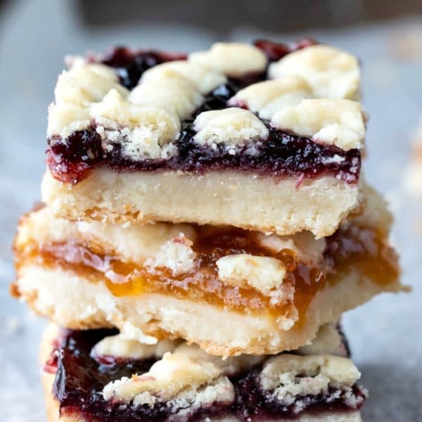 Three jam bars stacked on top of each other
