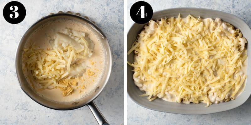 Step by step photos for making cauliflower mac and cheese sauce