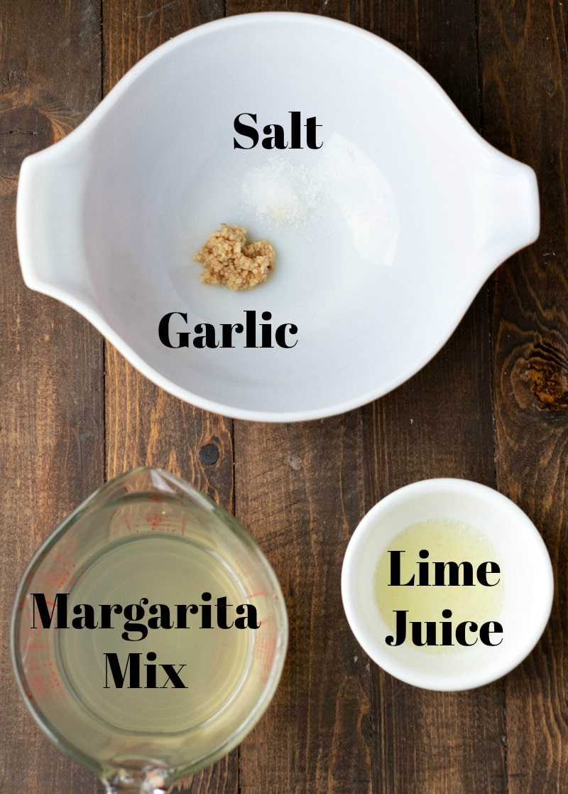 Ingredients for margarita marinade in bowls