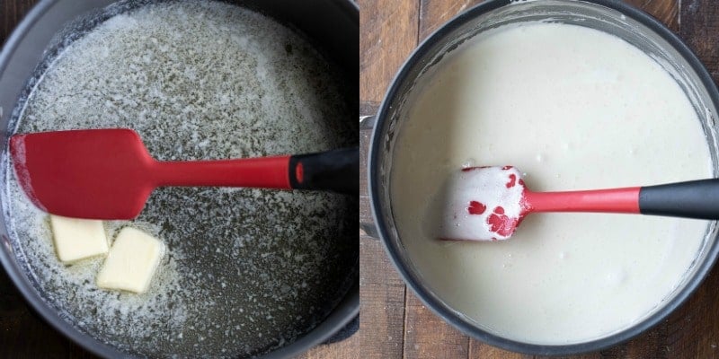 Melted butter and marshmallow in a pot