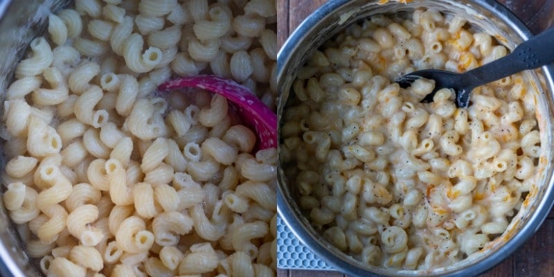 Cooked pasta in an instant pot inner liner