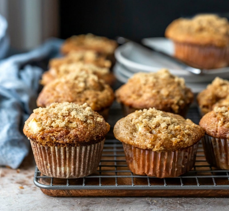 Apple Muffins on a wire cooling rack