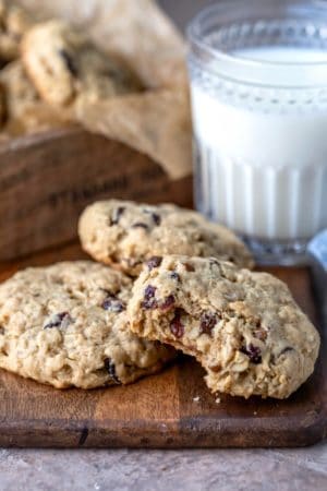 Breakfast cookie with a bite out of itf